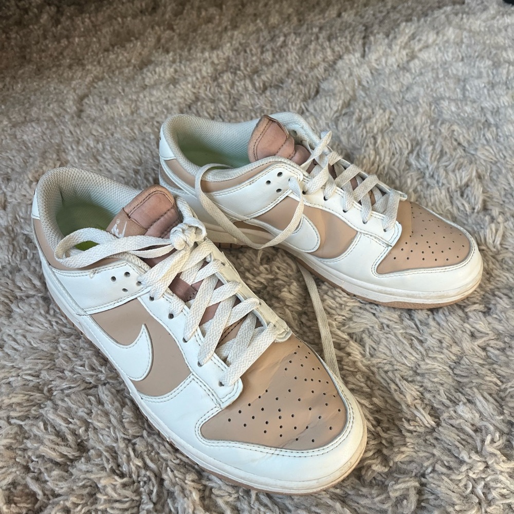 White and Tan Nike dunk Sneakers
